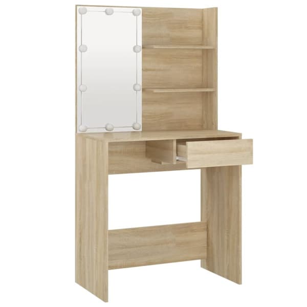 Peilipöytä LED-valot Sonoma-tammi 74,5x40x141 cm tekninen puu
