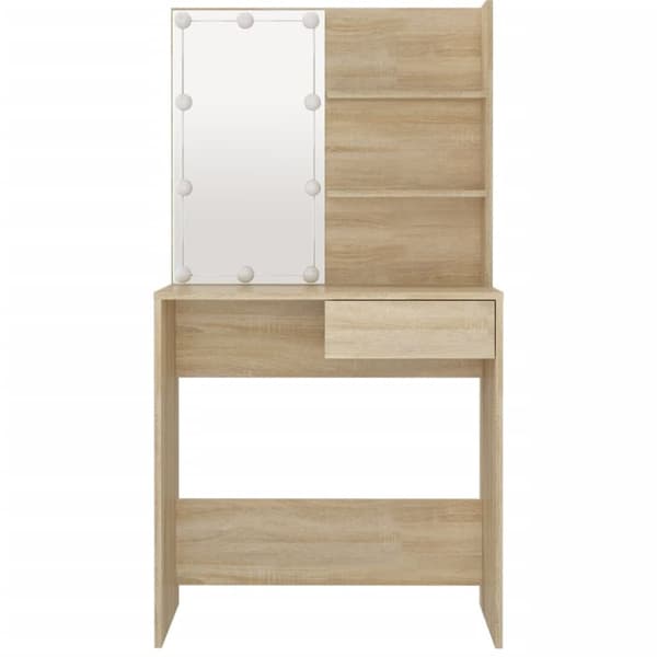 Peilipöytä LED-valot Sonoma-tammi 74,5x40x141 cm tekninen puu