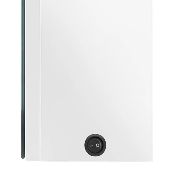badeværelsesskab med spejl + LED-lys 50x13x70 cm skinnende hvid