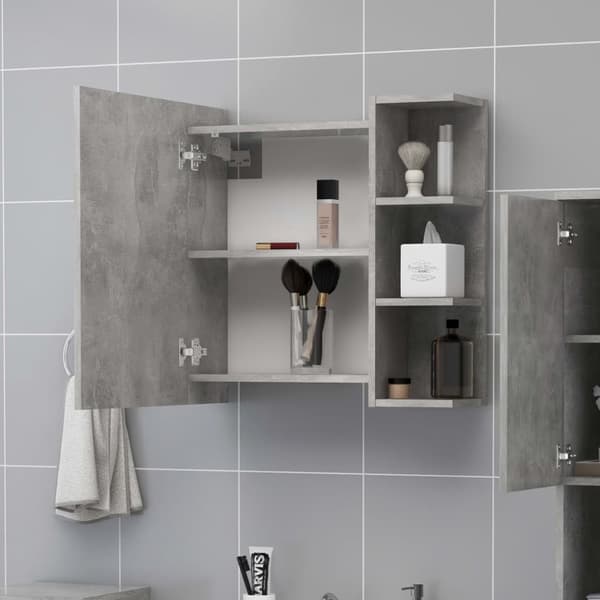 badeværelsesskab spejl 62,5x20,5x64 cm konstrueret træ betongrå