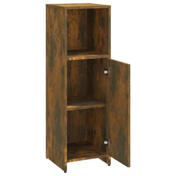 badeværelsesskab 30x30x95 cm konstrueret træ røget egetræ