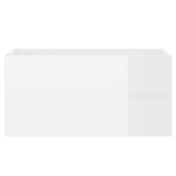 Tvättställsskåp vit högglans 90x38,5x45 cm konstruerat trä