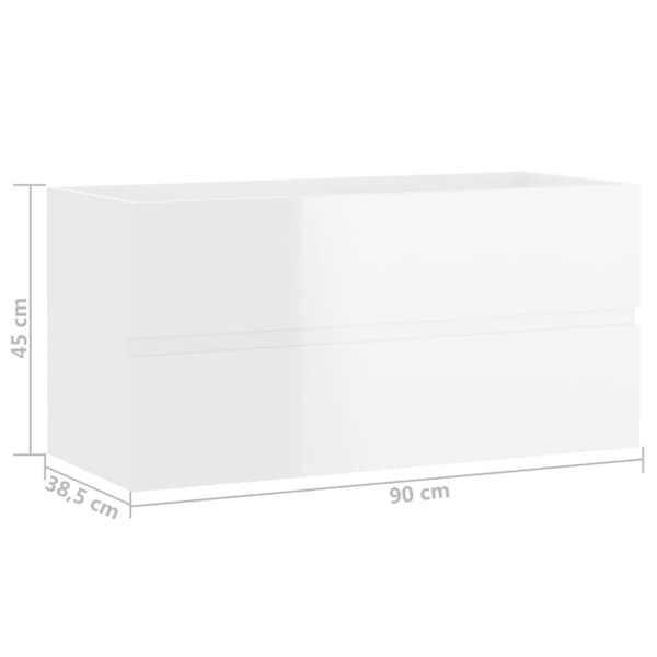 Tvättställsskåp vit högglans 90x38,5x45 cm konstruerat trä