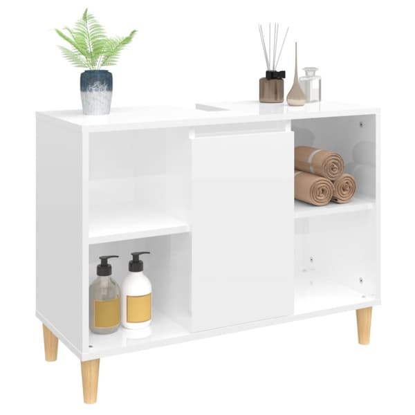 skab til håndvask 80x33x60 cm konstrueret træ hvid højglans