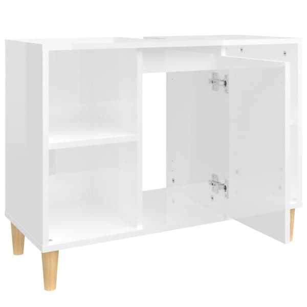 skab til håndvask 80x33x60 cm konstrueret træ hvid højglans