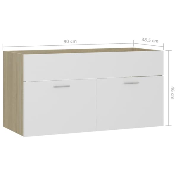Tvättställsskåp vit och sonoma-ek 90x38,5x46 cm konstruerat trä