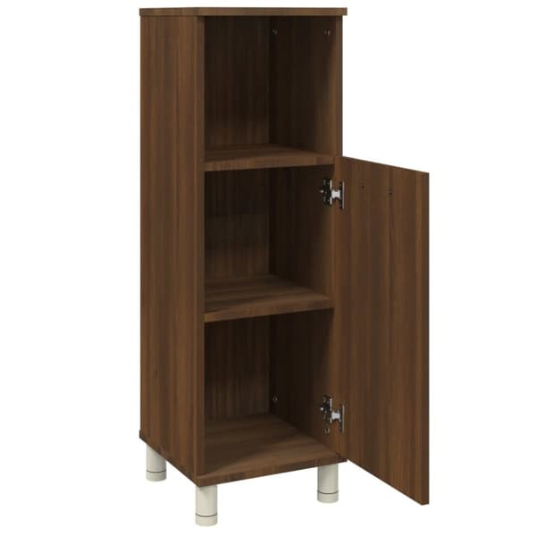 badeværelsesskab 30x30x95 cm konstrueret træ brunt egetræ