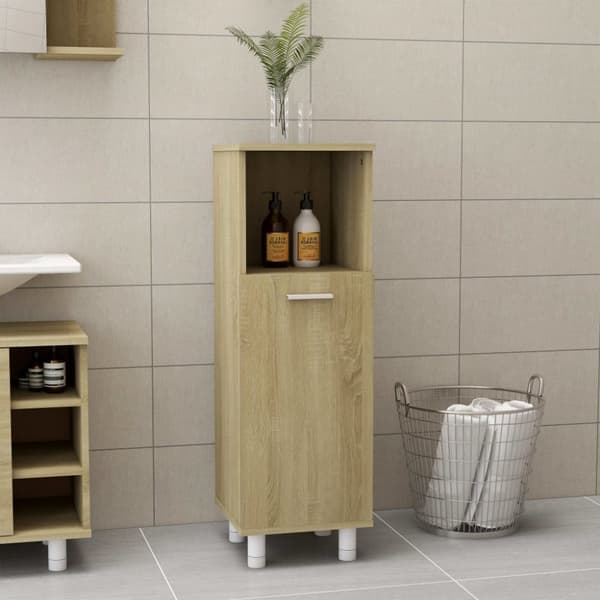 badeværelsesskab 30x30x95 cm konstrueret træ sonoma-eg