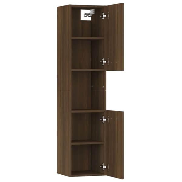 Kylpyhuoneen kaappi ruskea tammi 30x30x130 cm lastulevy