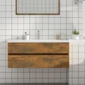 Miniatyrbild 1 av 8: Handfatsskåp rökfärgad ek 100x38,5x45 cm konstruerat trä