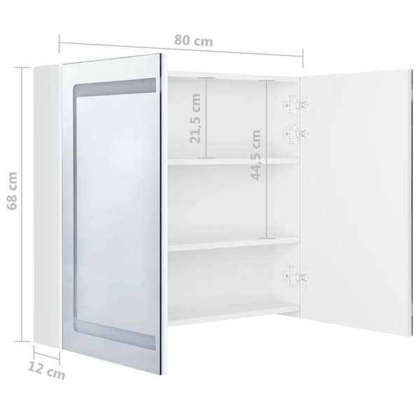 Spegelskåp med LED blank vit 80x12x68 cm