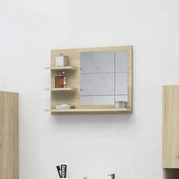 badeværelsesspejl 60x10,5x45 cm konstrueret træ sonoma-eg