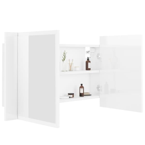 Spegelskåp för badrum LED vit högglans 80x12x45 cm akryl