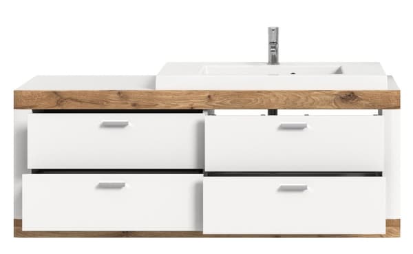 Laredo vaskeskap 132cm 4 skuffr matt hvit,eik dekor,hvit.