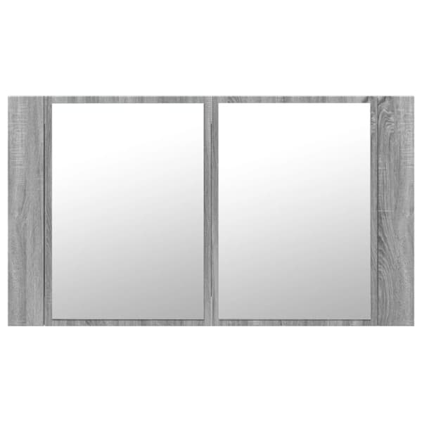 skab med spejl og LED-lys 80x12x45 cm akryl grå sonoma-eg