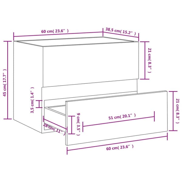 Allaskaappi musta 60x38x45 cm lastulevy