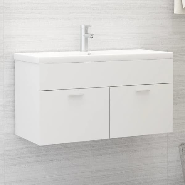 vidaXL Tvättställsskåp vit 90x38,5x46 cm konstruerat trä -  Badrumsinredningspaket