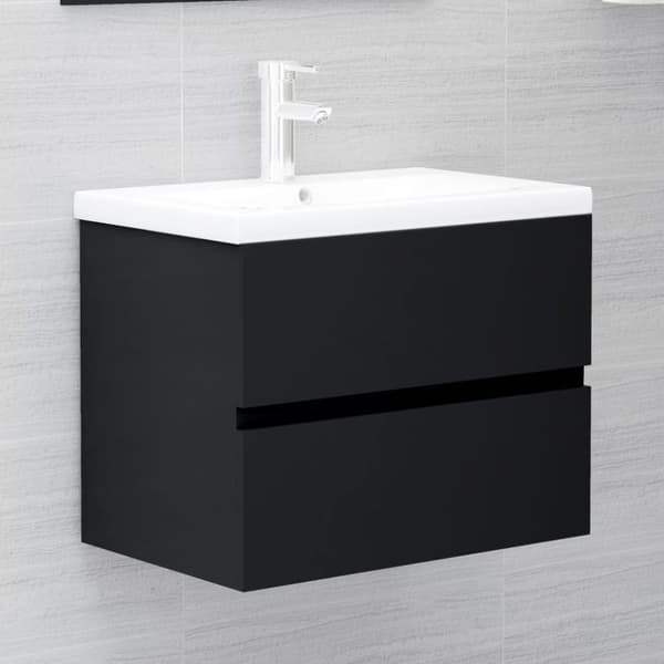 vidaXL Tvättställsskåp svart 60x38,5x45 cm spånskiva -  Badrumsinredningspaket