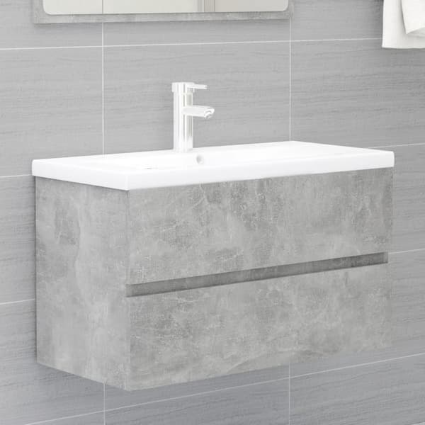 vidaXL Tvättställsskåp betonggrå 80x38,5x45 cm spånskiva - Badrumsinredningspaket