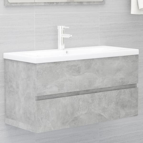 vidaXL Tvättställsskåp betonggrå 90x38,5x45 cm spånskiva -  Badrumsinredningspaket