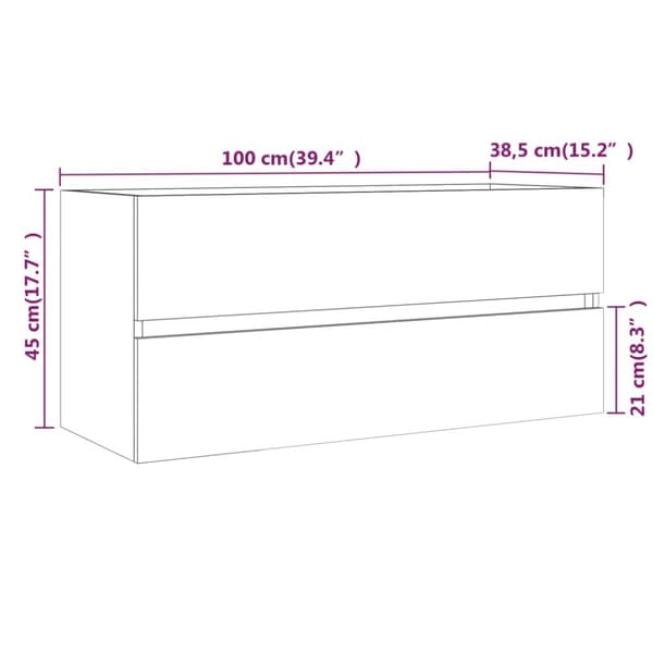 vidaXL Handfatsskåp grå sonoma-ek 100x38,5x45 cm konstruerat trä -  Badrumsinredningspaket