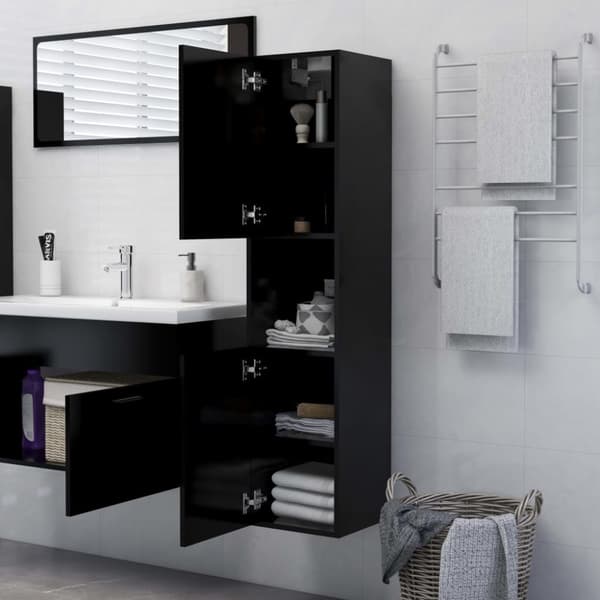 vidaXL Kylpyhuonekaappi musta 30x30x130 cm lastulevy -  Kylpyhuoneen kalusteet