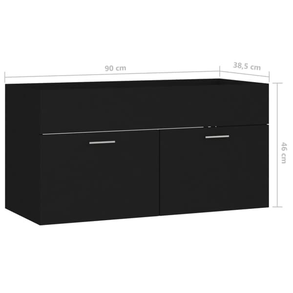 vidaXL Allaskaappi musta 90x38,5x46 cm tekninen puu -  Kylpyhuoneen kalusteet