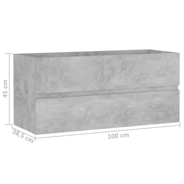 vidaXL vaskeskab 100x38,5x45 cm spånplade betongrå -  Møbelsæt til badeværelse