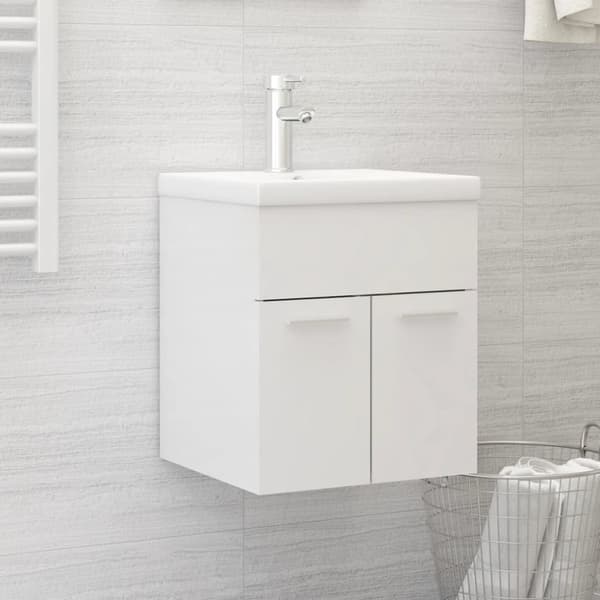 vidaXL Tvättställsskåp vit högglans 41x38,5x46 cm konstruerat trä -  Badrumsinredningspaket