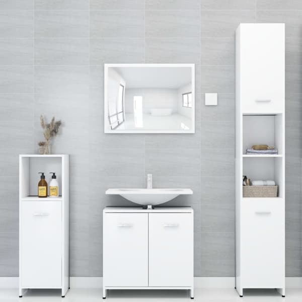 vidaXL Badrumsskåp vit 30x30x183,5 cm spånskiva -  Badrumsinredningspaket