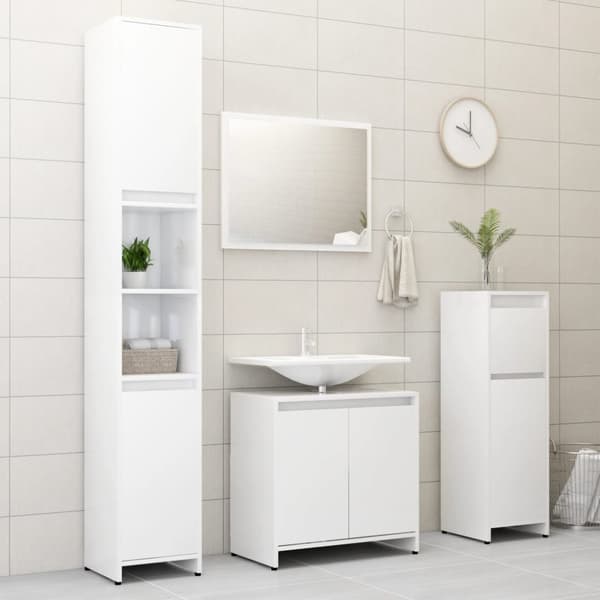 vidaXL Badrumsskåp vit högglans 30x30x95 cm konstruerat trä -  Badrumsinredningspaket