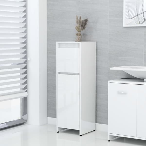 vidaXL Badrumsskåp vit högglans 30x30x95 cm konstruerat trä -  Badrumsinredningspaket