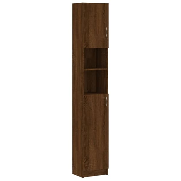 vidaXL Kylpyhuoneen kaappi ruskea tammi 32x25,5x190 cm tekninen puu -  Kylpyhuoneen kalusteet