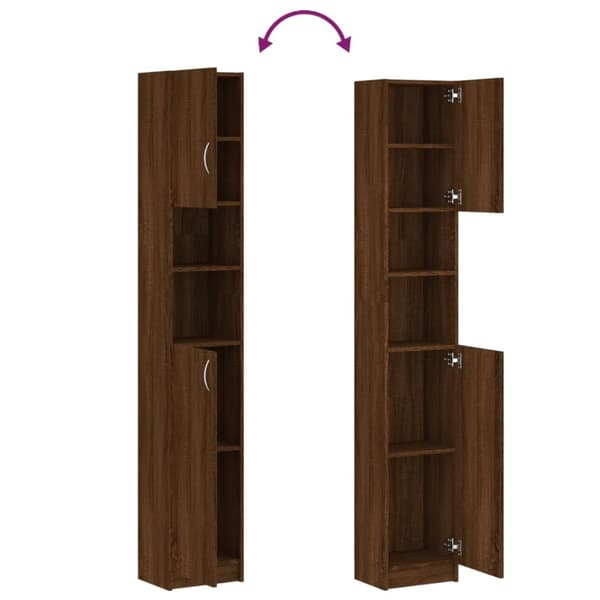 vidaXL Kylpyhuoneen kaappi ruskea tammi 32x25,5x190 cm tekninen puu -  Kylpyhuoneen kalusteet