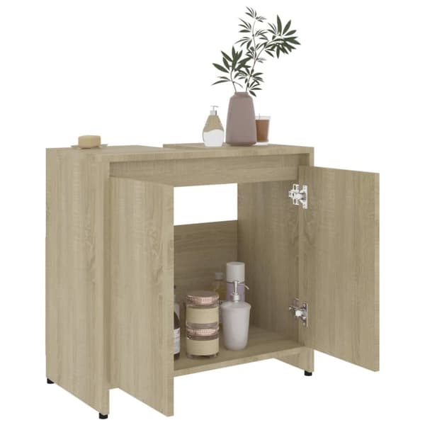 vidaXL badeværelsesskab 60x33x61 cm spånplade sonoma-eg -  Møbelsæt til badeværelse