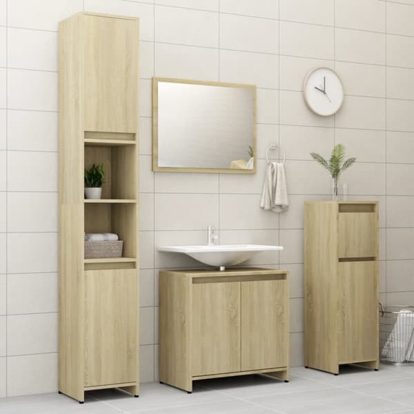 vidaXL badeværelsesskab 60x33x61 cm spånplade sonoma-eg - Møbelsæt til badeværelse