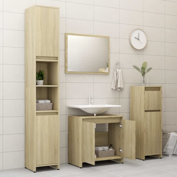 vidaXL badeværelsesskab 60x33x61 cm spånplade sonoma-eg - Møbelsæt til badeværelse