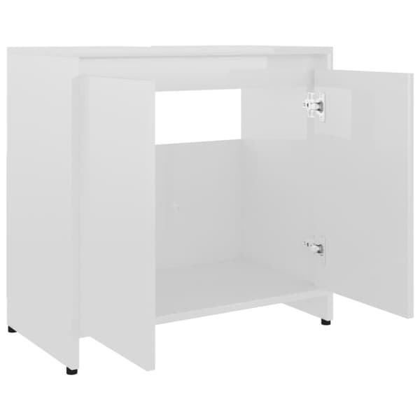 vidaXL badeværelsesskab 60x33x61 cm spånplade hvid højglans -  Møbelsæt til badeværelse