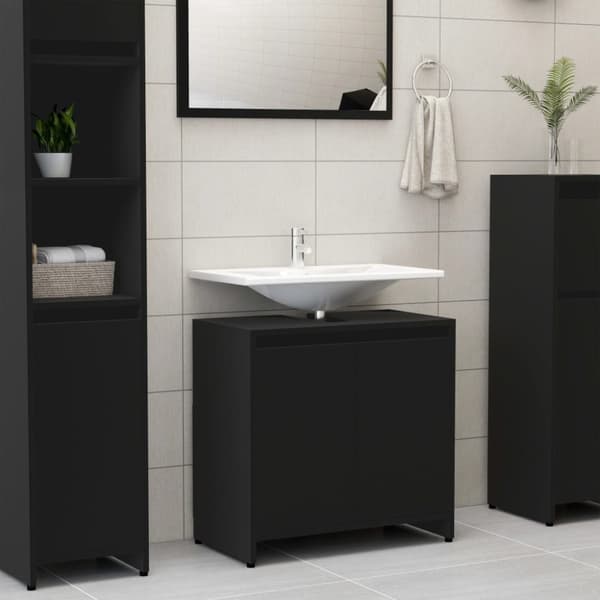 vidaXL Kylpyhuonekaappi musta 60x33x61 cm tekninen puu -  Kylpyhuoneen kalusteet