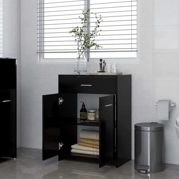 vidaXL Kylpyhuonekaappi musta 60x33x80 cm tekninen puu -  Kylpyhuoneen kalusteet