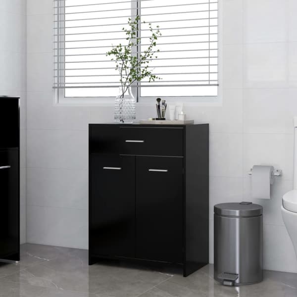 vidaXL Kylpyhuonekaappi musta 60x33x80 cm tekninen puu -  Kylpyhuoneen kalusteet
