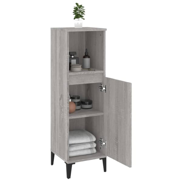 vidaXL Kylpyhuoneen kaappi harmaa Sonoma 30x30x100 cm tekninen puu -  Kylpyhuoneen kalusteet