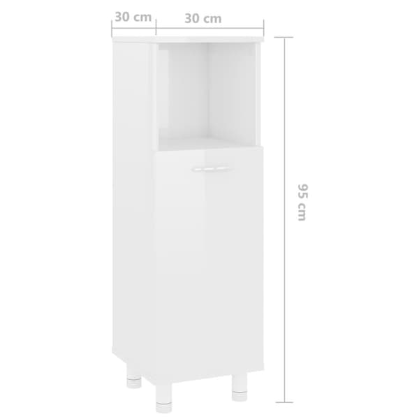 vidaXL Badrumsskåp vit högglans 30x30x95 cm konstruerat trä - Badrumsinredningspaket