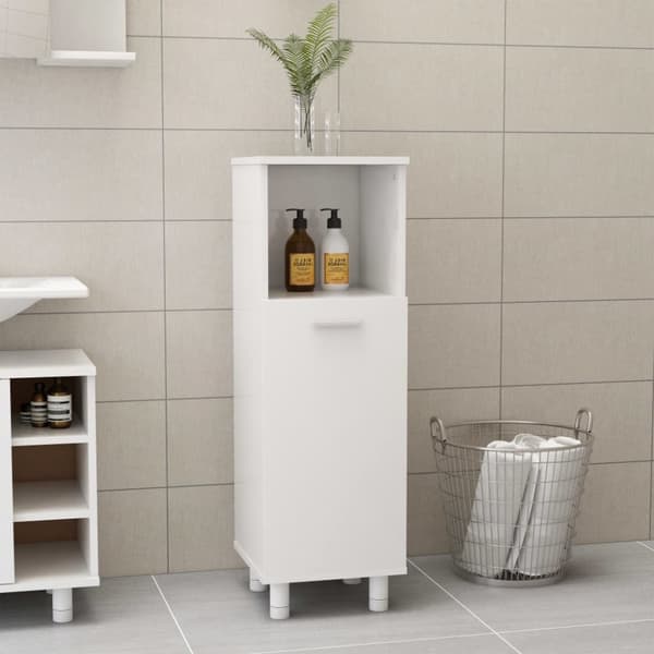 vidaXL Badrumsskåp vit högglans 30x30x95 cm konstruerat trä -  Badrumsinredningspaket