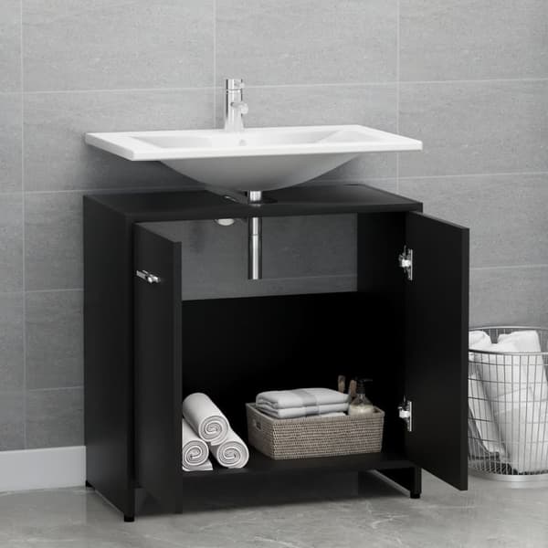 vidaXL Badrumsskåp svart 60x33x61 cm konstruerat trä - Badrumsinredningspaket