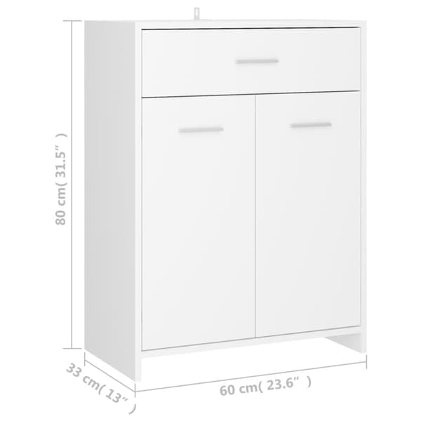 vidaXL Kylpyhuonekaappi valkoinen 60x33x80 cm tekninen puu -  Kylpyhuoneen kalusteet