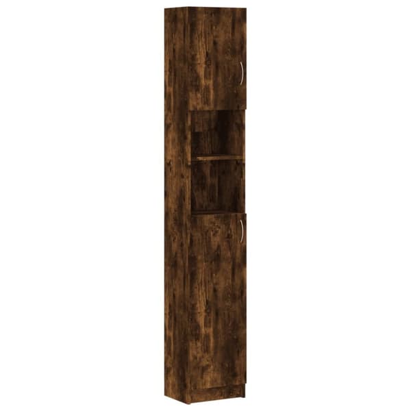 vidaXL Kylpyhuoneen kaappi savutammi 32x25,5x190 cm tekninen puu -  Kylpyhuoneen kalusteet