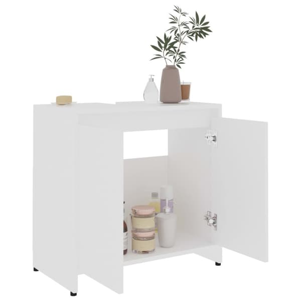 vidaXL Kylpyhuonekaappi valkoinen 60x33x61 cm tekninen puu -  Kylpyhuoneen kalusteet