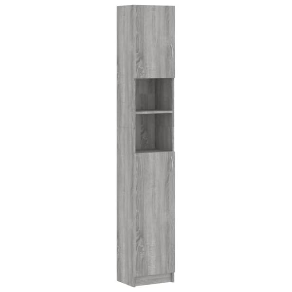 vidaXL Kylpyhuoneen kaappi harmaa Sonoma 32x25,5x190 cm tekninen puu -  Kylpyhuoneen kalusteet