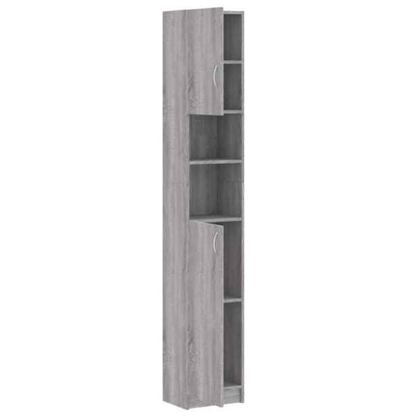 vidaXL Kylpyhuoneen kaappi harmaa Sonoma 32x25,5x190 cm tekninen puu -  Kylpyhuoneen kalusteet